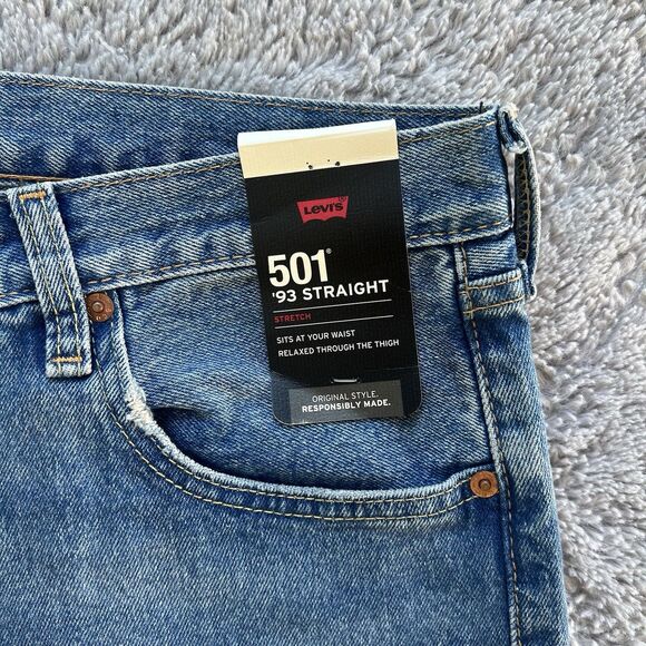 Levi’s Men’s 501 ‘93 Straight Fit Jeans Stretch Size 36X36 Medium Blue 798300167 - Picture 4 of 11